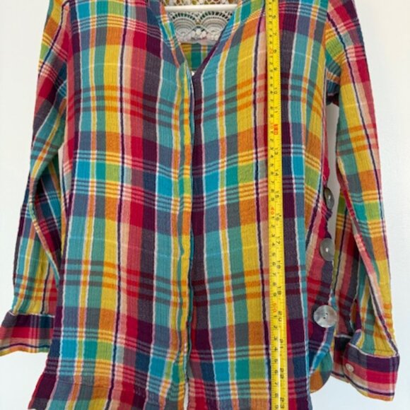 Soft Surroundings Multicolor Plaid Button Down Shirt - Picture 2 of 11